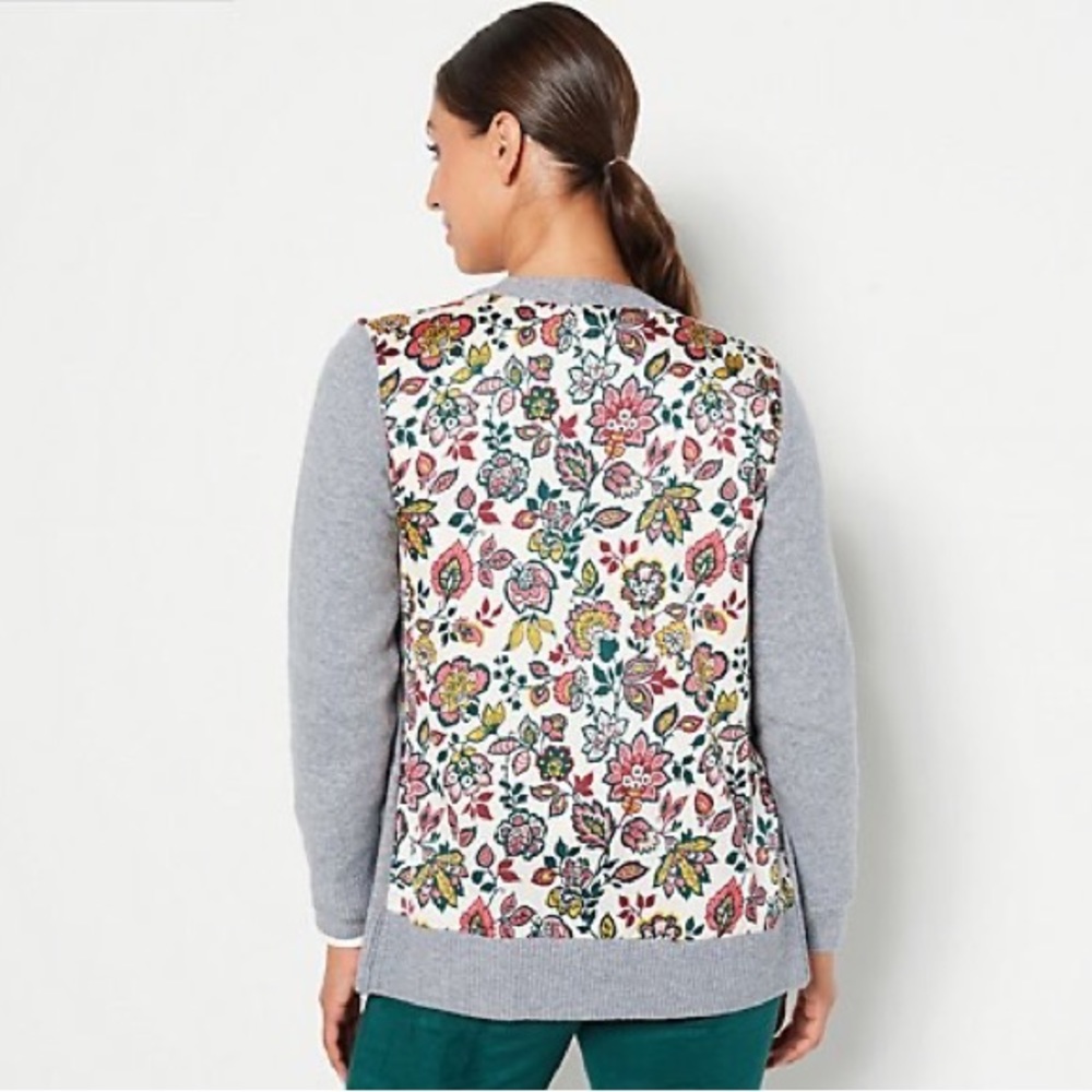 Jason Wu Mixed Media Floral Back Cardigan